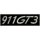 Parche Bordado Porsche 911 GT3 (Bordado PLATA / Fondo NEGRO)