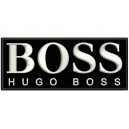 Parche Bordado HUGO BOSS (Bordado BLANCO / Fondo NEGRO)