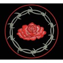 Parche Bordado ROSA Y ESPINAS TRIBAL (Fondo NEGRO)