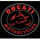 Parche Bordado DUCATI MOTORCYCLES (Bordado ROJO / Fondo NEGRO)