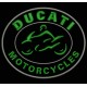 Parche Bordado DUCATI MOTORCYCLES (Bordado VERDE OSCURO / Fondo NEGRO)