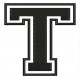 Parche Bordado "T" (LETRA T) (Color NEGRO)