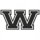 Parche Bordado "W" (LETRA W) (Color NEGRO)