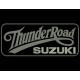 Parche Bordado THUNDER ROAD SUZUKI (Color GRIS METAL / Fondo NEGRO)