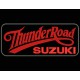 Parche Bordado THUNDER ROAD SUZUKI (Color ROJO / Fondo NEGRO)