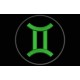 Parche Bordado SIGNO GEMINIS (Bordado VERDE OSCURO / Fondo NEGRO)