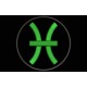 Parche Bordado SIGNO PISCIS (Bordado VERDE OSCURO / Fondo NEGRO)