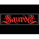 Parche Bordado SAUROM (bordado ROJO / Fondo NEGRO)