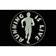 Parche Bordado RUNNING IS LIVE (Bordado PLATA / Fondo NEGRO)