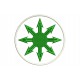 Parche Bordado ESTRELLA CAOS (Bordado VERDE OSCURO / Fondo BLANCO)