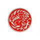 Parche Bordado DRAGON SERPIENTE (Bordado PLATA / Fondo ROJO)