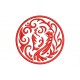 Parche Bordado DRAGON TRIBAL (Bordado ROJO / Fondo BLANCO)