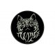 Parche Bordado GATO TRIBAL (Bordado PLATA / Fondo NEGRO)