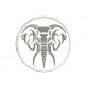 Parche Bordado ELEFANTE TRIBAL (Bordado GRIS METAL / Fondo BLANCO)