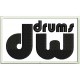 Parche Bordado DW DRUMS (Bordado NEGRO / Fondo BLANCO)