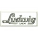 Parche Bordado LUDWIG (Bordado GRIS METAL / Fondo BLANCO)